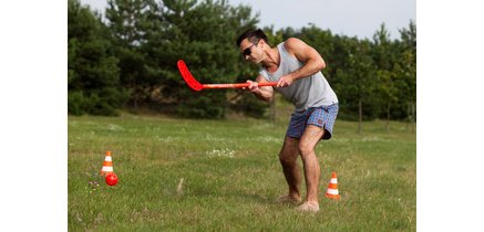 Set de fun hockey, 4 pièces, rouge / jaune