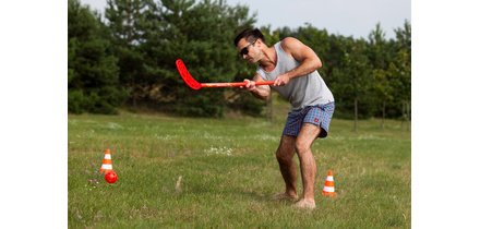 Set de fun hockey, 4 pièces, rouge / jaune