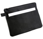 Sac de banque avec poche avant, cuir, noir