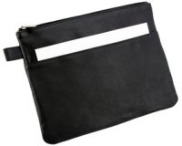 Sac de banque avec poche avant, cuir, noir