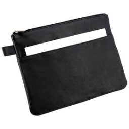 Sac de banque avec poche avant, cuir, noir