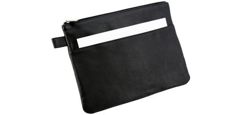Sac de banque avec poche avant, cuir, noir