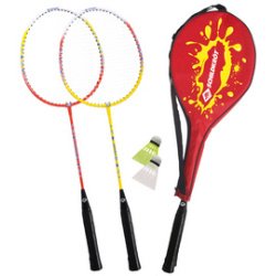 Set de badminton 2 joueurs, rouge / jaune