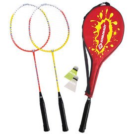 Set de badminton 2 joueurs, rouge / jaune