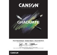 Bloc à dessin Canson Graduate Mixed Media Black paper A3 20 feuilles 240g noir