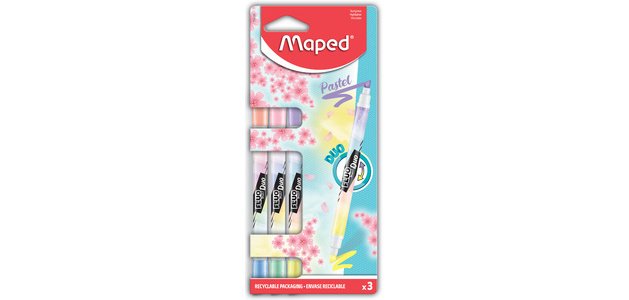 Surligneur FLUO'PEPS PEN DUO Pastel, blister de 3