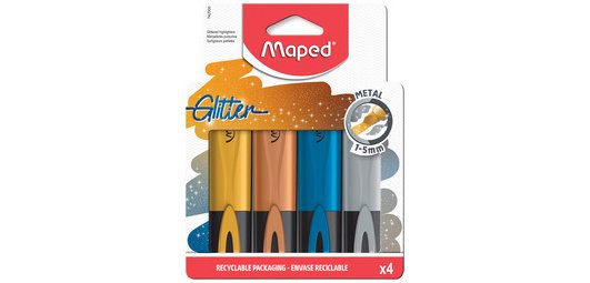 GLITTER METAL Textmarker, Etui mit 4
