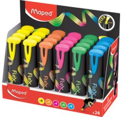 Surligneur FLEX, pointe flexible, présentoir de 24