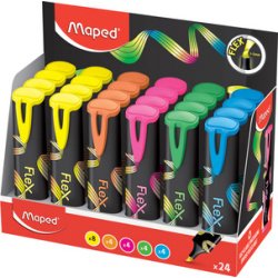 Surligneur FLEX, pointe flexible, présentoir de 24