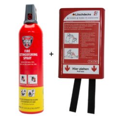 REINOLD MAX Spray extincteur STOP FIRE + couverture anti-feu