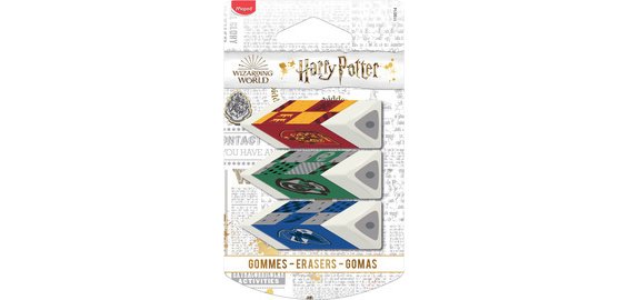 Gomme en plastique Pyramide HARRY POTTER, blister de 3