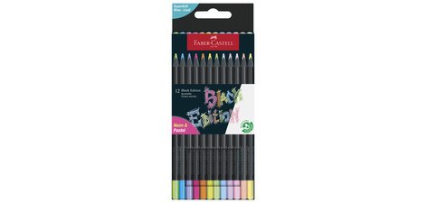 FABER-CASTELL Crayon de couleur Black Edition, étui de 12