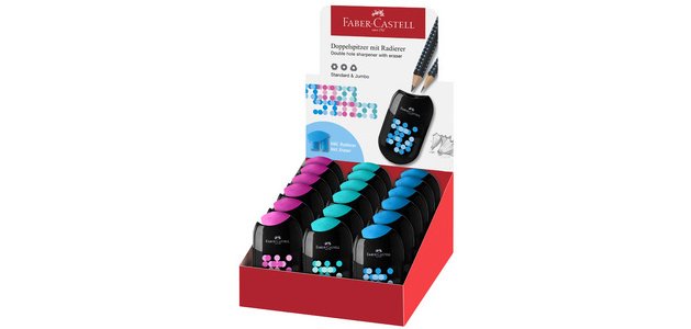 FABER-CASTELL Taille-crayon double TWO TONE, en présentoir