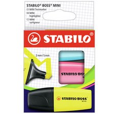 STABILO BOSS MINI surligneur, étui de 3 pièces in jaune, rose et bleu