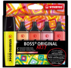 BOSS ORIGINAL highlighter, ARTY cardboard case of 5