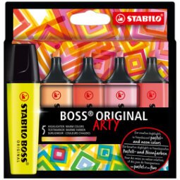 Surligneur BOSS ORIGINAL, étui carton ARTY de 5