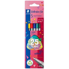 En_rotulador staedtler triplus fineliner 25 aniversario blister de 4 unidades colores surtidos + 1 unidad regalo