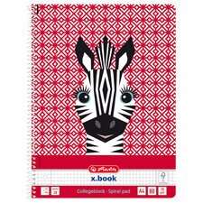 Cahier spiralé 'Cute Animals Zebra', A4, quadrillé