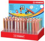 Crayons multi-talents woody 3 en 1, présentoir de 48