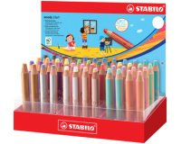 Crayons multi-talents woody 3 en 1, présentoir de 48