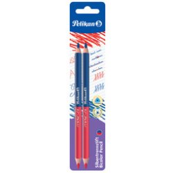 Crayon bicolore fin, rouge/bleu, carte blister de 2