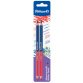 Crayon bicolore fin, rouge/bleu, carte blister de 2