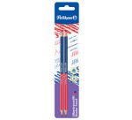 Crayon bicolore fin, rouge/bleu, carte blister de 2