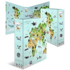 Classeur à motif pour école maternelle Carte du monde