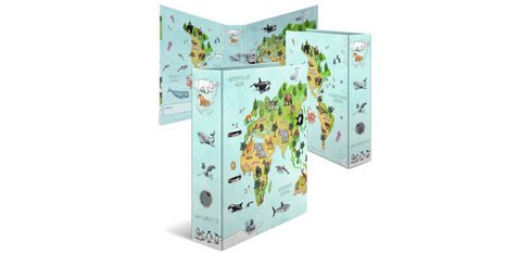 Classeur à motif pour école maternelle Carte du monde