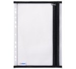 Pochette à fermeture à zip, perforée, A4, noir