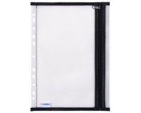 Pochette à fermeture à zip, perforée, A4, noir