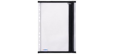 Pochette à fermeture à zip, perforée, A4, noir