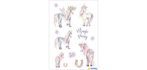 Autocollants DECOR 'Poney', pailleté