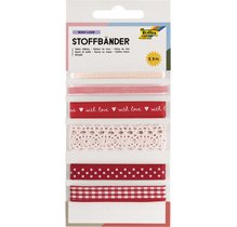 Ruban en tissu set 'Rosy Love', longueur totale: 5,5 m