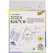 Carton à broder 'Animals', 175 x 245 mm, imprimé blanc