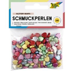 Bijoux en perle 'Glittery Hearts', lisse/en relief