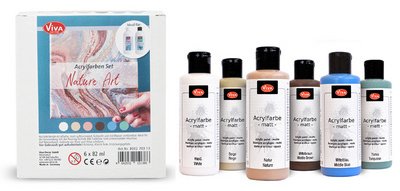 ViVA DECOR Set de peinture acrylique 'Nature Art', 6 pièces