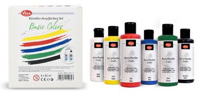 ViVA DECOR 'Basic Colors' Acrylic Paint Set 6 Pieces