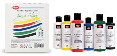 ViVA DECOR Set de peinture acrylique 'Basic Colors' 6 pièces