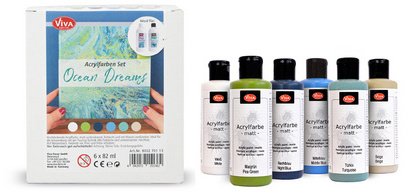ViVA DECOR Set de peinture acrylique 'Ocean Dreams' 6 pièces