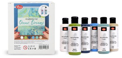 ViVA DECOR Set de peinture acrylique 'Ocean Dreams' 6 pièces