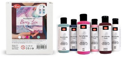 ViVA DECOR Set de peinture acrylique 'Berry Love', 6 pièces