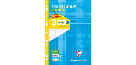 Feuillets mobiles perforés, A4, quadrillé 5x5