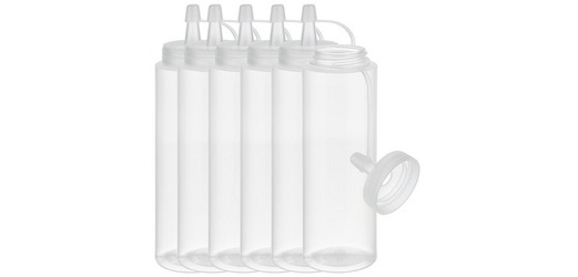 Bouteille verseuse souple, 260 ml, set de 6, transparent