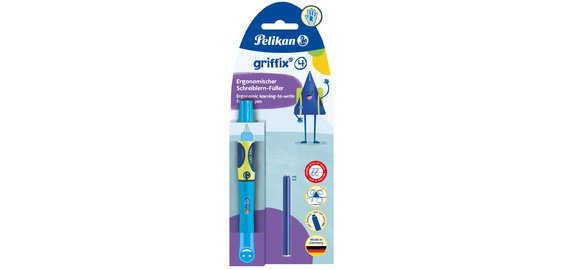 Pekikan Griffix Füllfederhalter, in Blisterverpackung, für Rechtshänder, blau - grün