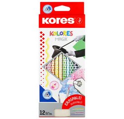 Crayon de couleur 'KOLORES Magik' effaçable,étui de 12