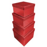 Boîtes cadeaux 'Pailleté rouge', set de 4