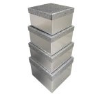 Boîtes cadeaux 'Pailleté argent', set de 4