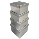 Boîtes cadeaux 'Pailleté argent', set de 4