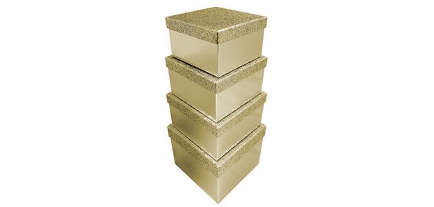 Boîtes cadeaux 'Pailleté or', set de 4